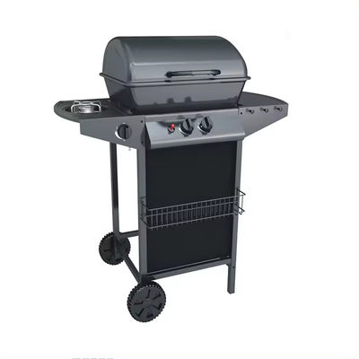 2 1 Burners Black Steel Outdoor Camping Trolly Gas Barbecue Grill Side Burner 2.5KW
