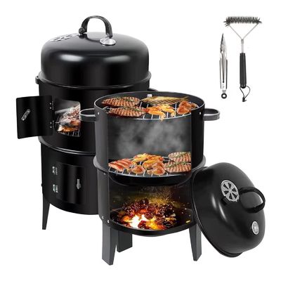 Outdoor Barrel Charcoal BBQ Grill Suitable for 6-8 People 0.8MM Material Thickness