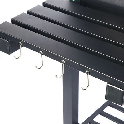 Industrial Metal Charcoal Barbeque Trolley Grill with Tabletop in Chrome Plated Finish