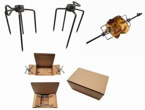 Barbecue Fork Food Grade Stainless Steel BBQ Grill Rotisserie Spit Rod for Chicken