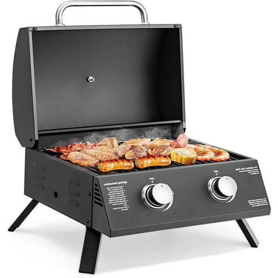 Outdoor Camping Tabletop BBQ Gas Grill with Foldable Legs and Double 2 Burner Propane