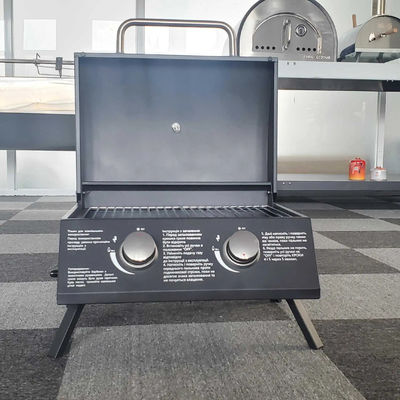 Outdoor Camping Tabletop BBQ Gas Grill with Foldable Legs and Double 2 Burner Propane