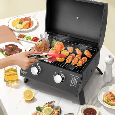 Outdoor Camping Tabletop BBQ Gas Grill with Foldable Legs and Double 2 Burner Propane