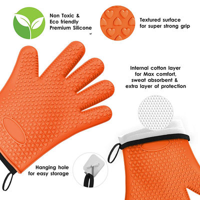 Customized Waffle Style Silicone Smoker BBQ Gloves Extreme Heat Resistant Waterproof Mitts