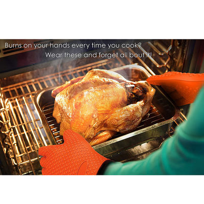Customized Waffle Style Silicone Smoker BBQ Gloves Extreme Heat Resistant Waterproof Mitts