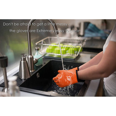 Customized Waffle Style Silicone Smoker BBQ Gloves Extreme Heat Resistant Waterproof Mitts