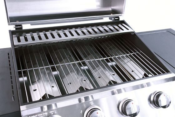 Commercial Outdoor BBQ Gas Grill with Stainless Steel Construction and Side Bunner