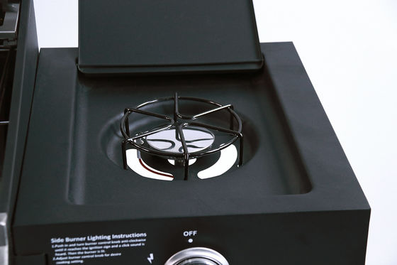 Commercial Outdoor BBQ Gas Grill with Stainless Steel Construction and Side Bunner