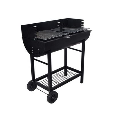 Back to School Occasion Outdoor Portable BBQ Drum with Half Barrel Design and Wheels