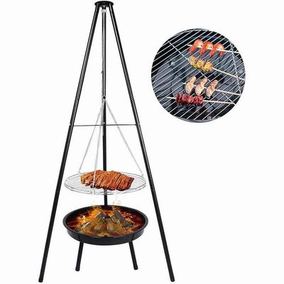 Adjustable Portable Backyard Cooking Stand for BBQ Rotisserie Tripod Outdoor Garden