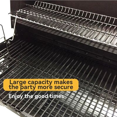 Smokeless Barrel Smoker BBQ Grill with Piezoelectric Ignition and Convenient Table