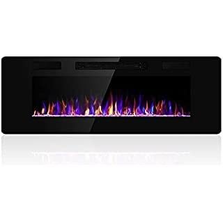 60 Inch Metal and Tempered Glass Insert Electric Fireplace Stove with Linear Design