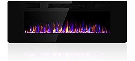 60 Inch Metal and Tempered Glass Insert Electric Fireplace Stove with Linear Design