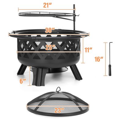Outdoor Backyard Patio Garden Fire Pit 30 Inch Small Firepit for Holiday Selection Sale