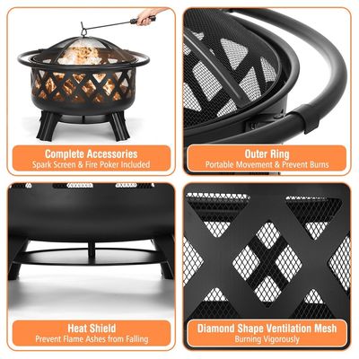 Outdoor Backyard Patio Garden Fire Pit 30 Inch Small Firepit for Holiday Selection Sale