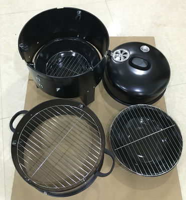 Smokeless 3 Layers Vertical Barrel Charcoal BBQ Grill Smoker with Manual Power Source