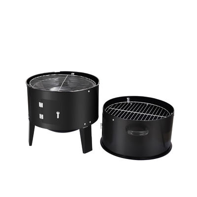Smokeless 3 Layers Vertical Barrel Charcoal BBQ Grill Smoker with Manual Power Source