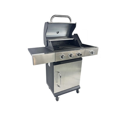 3 1 Burners Stainless Steel Gas Grill for Outdoor Cooking on 110x44x112 cm Trolley