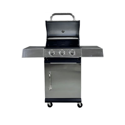 3 1 Burners Stainless Steel Gas Grill for Outdoor Cooking on 110x44x112 cm Trolley