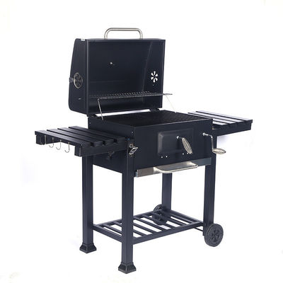 Easily Assembled Charcoal BBQ Grill with Side Table and 27.5*42.5cm*2pcs Cooking Grid