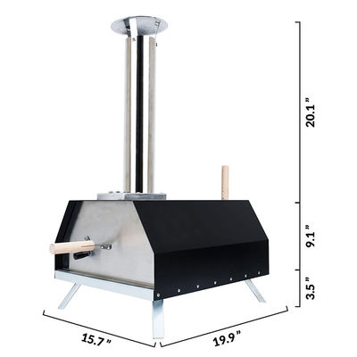 16" Pizza Oven Wood Fired 500 Portable Pellets Pizza Stove with Chimney Smoke Outlet