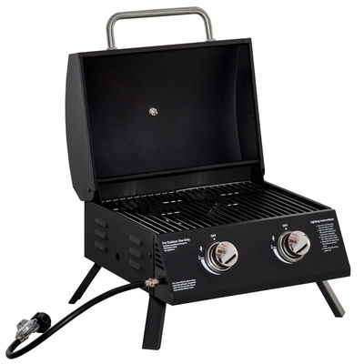 Steel Folding Legs Mini Portable Outdoor Table Top 2 Burner Gas Grill for BBQ Cooking