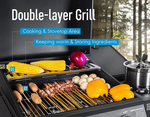 Natural Gas Customized Logo Acceptable Stainless Steel BBQ Grill with Side Bunner