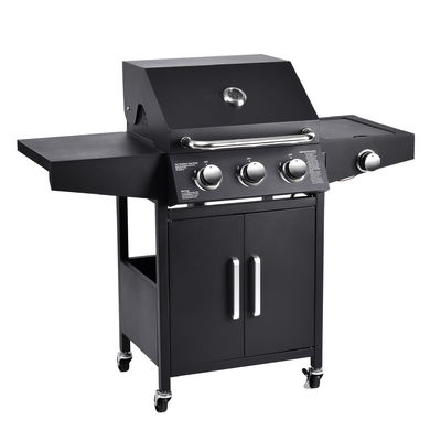 Flat Top Garden Gas BBQ Grill with Side Cooker 3 1 Steel Flame Safety Device 13000BTU*4