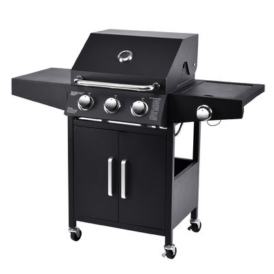 Flat Top Garden Gas BBQ Grill with Side Cooker 3 1 Steel Flame Safety Device 13000BTU*4