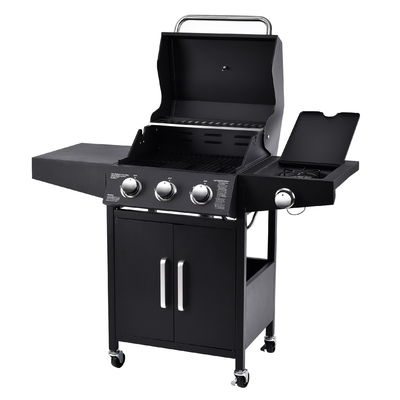Flat Top Garden Gas BBQ Grill with Side Cooker 3 1 Steel Flame Safety Device 13000BTU*4