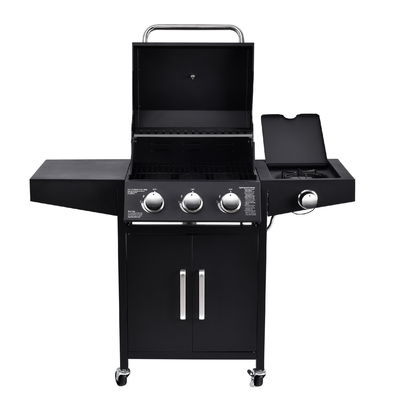 Flat Top Garden Gas BBQ Grill with Side Cooker 3 1 Steel Flame Safety Device 13000BTU*4