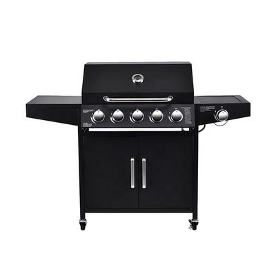 141*55*109 cm Garden 304 Ss 10000Btu 5 Burner Gas Smoke Grill Machine With Side Burner