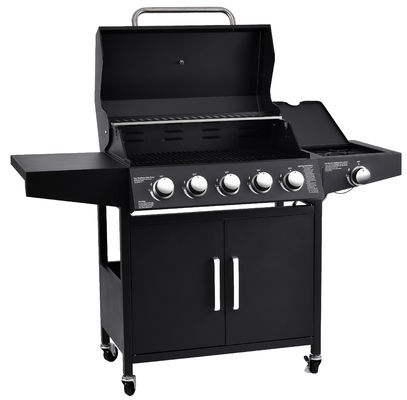 141*55*109 cm Garden 304 Ss 10000Btu 5 Burner Gas Smoke Grill Machine With Side Burner