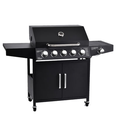 141*55*109 cm Garden 304 Ss 10000Btu 5 Burner Gas Smoke Grill Machine With Side Burner
