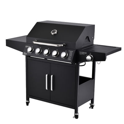 141*55*109 cm Garden 304 Ss 10000Btu 5 Burner Gas Smoke Grill Machine With Side Burner