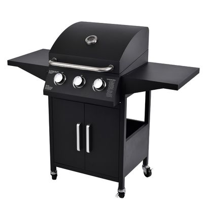 Indoor and Outdoor Multi-Stage Regulation 3 Burner Black Commercial Gas Bbq Grill Machine