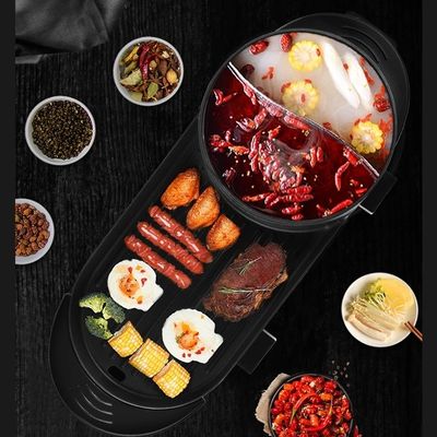 230V 2 in 1 Multi-function 2200W Cast Aluminum Non-stick Cooking Pan Grill With Hot Pot