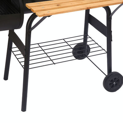 Large Double Barrel Charcoal Grid BBQ Smoker Dia. 4mm Galvanized Side Table Included