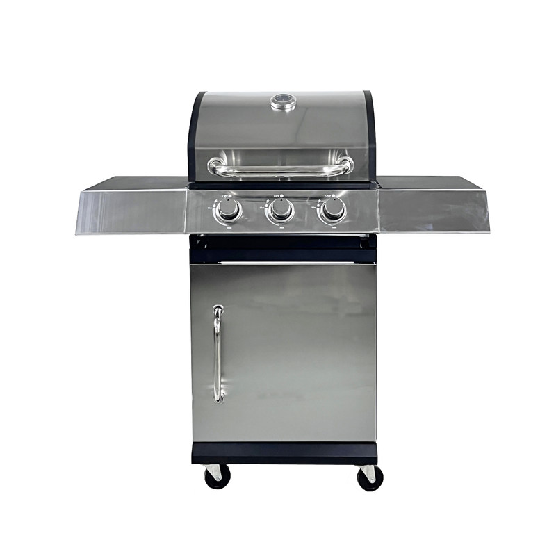 3 1 Burners Stainless Steel Gas Grill for Outdoor Cooking on 110x44x112 cm Trolley