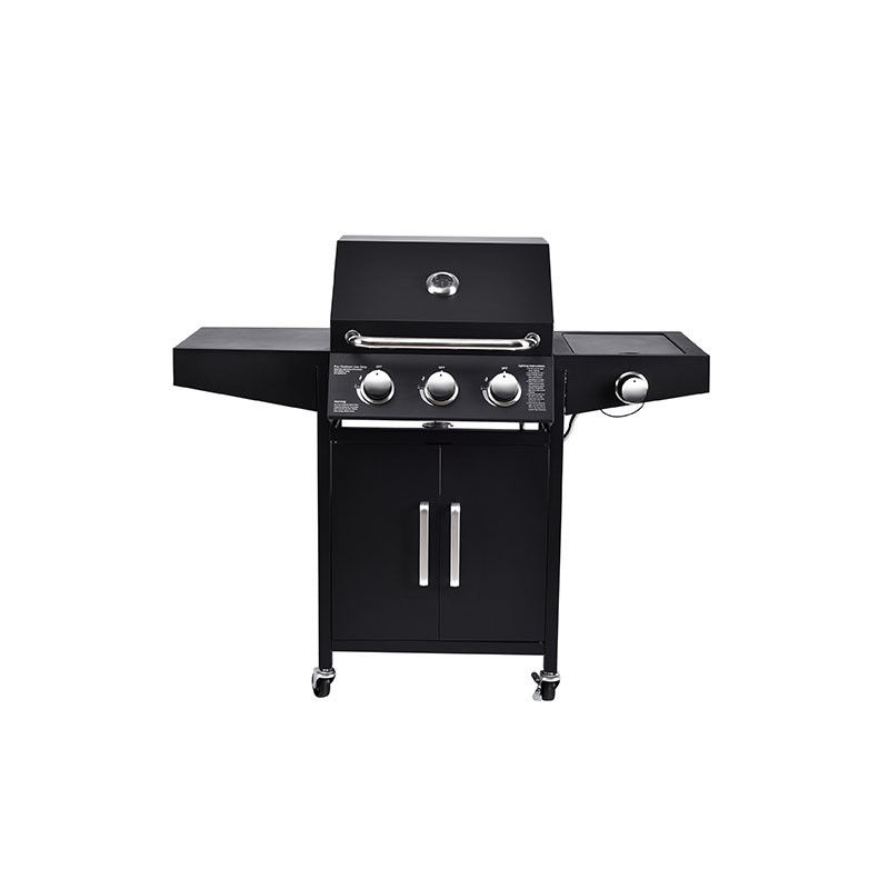 Flat Top Garden Gas BBQ Grill with Side Cooker 3 1 Steel Flame Safety Device 13000BTU*4