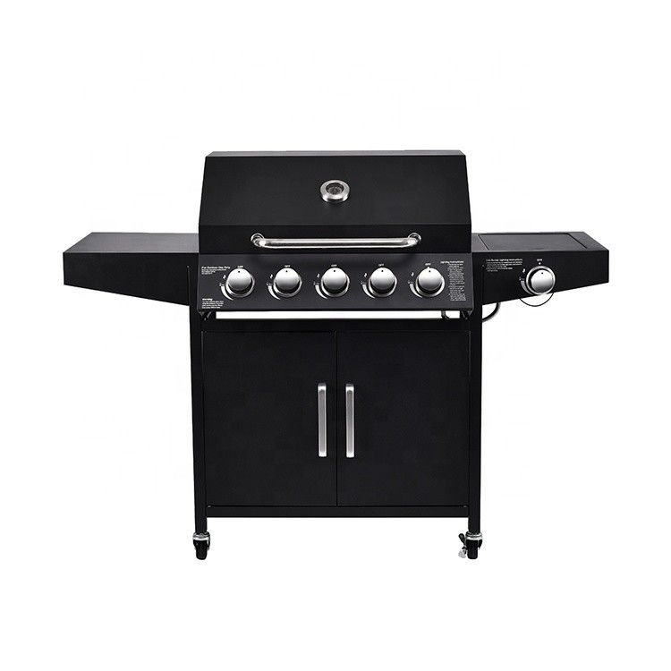 141*55*109 cm Garden 304 Ss 10000Btu 5 Burner Gas Smoke Grill Machine With Side Burner